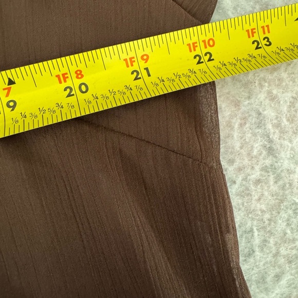 Linea By Louis Dell'Olio Brown Sheer Button-Up Blouse & Tank Set L - Picture 11 of 16